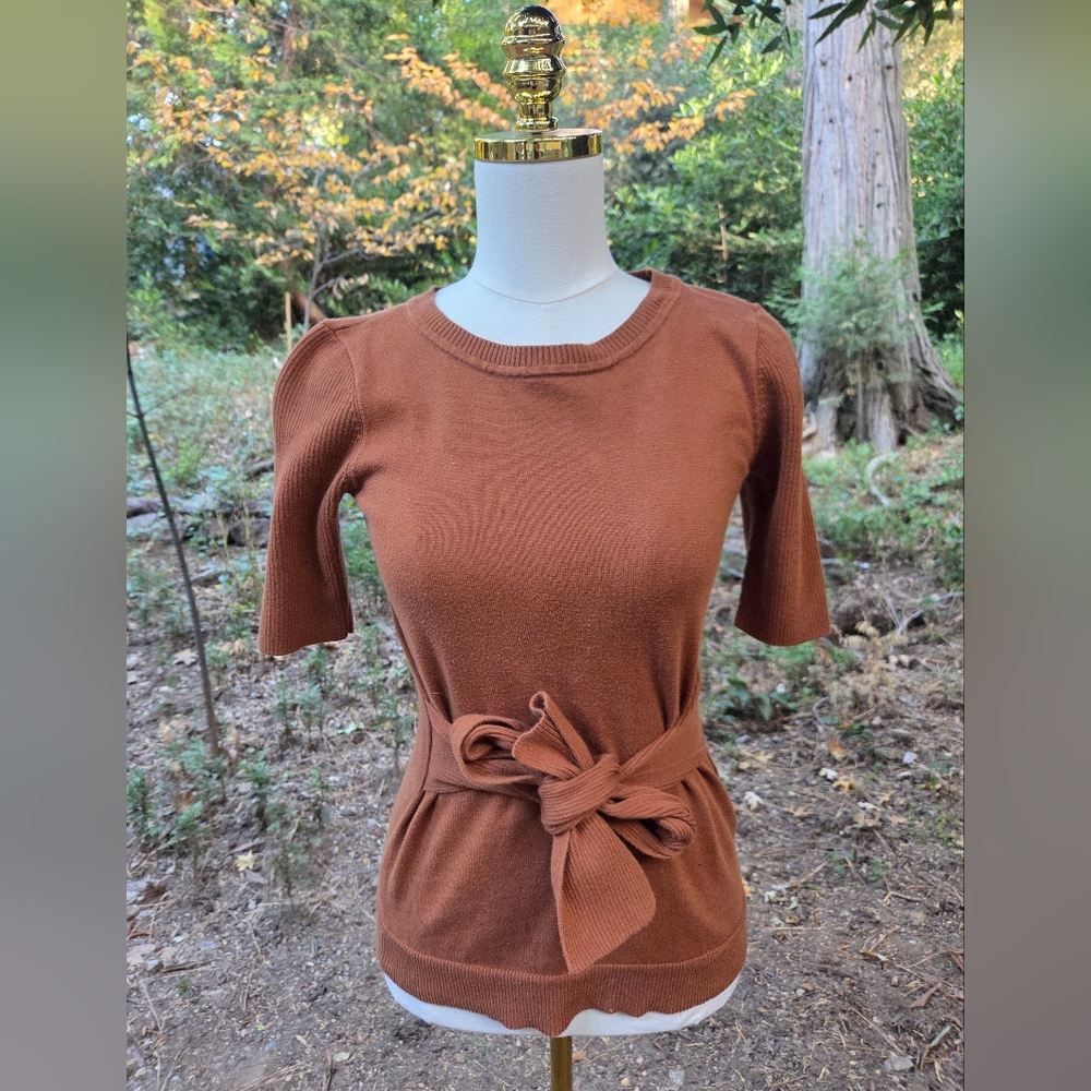 Ann Taylor Rust‎ Knit Top with Tie Waist